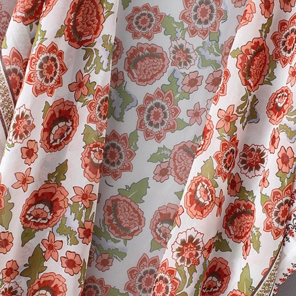 SOLD OUT CLEARANCE Bohemian Floral Kimono Coverup Wrap One Size - Picture 7 of 8